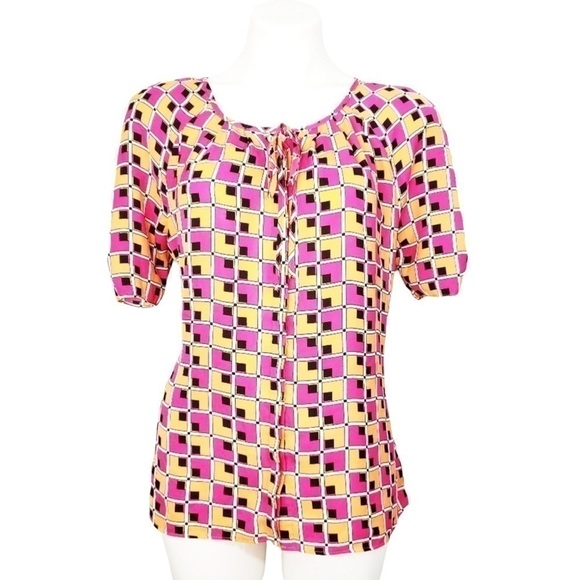 Worthington Mod Pink Orange Blouse - Picture 1 of 2